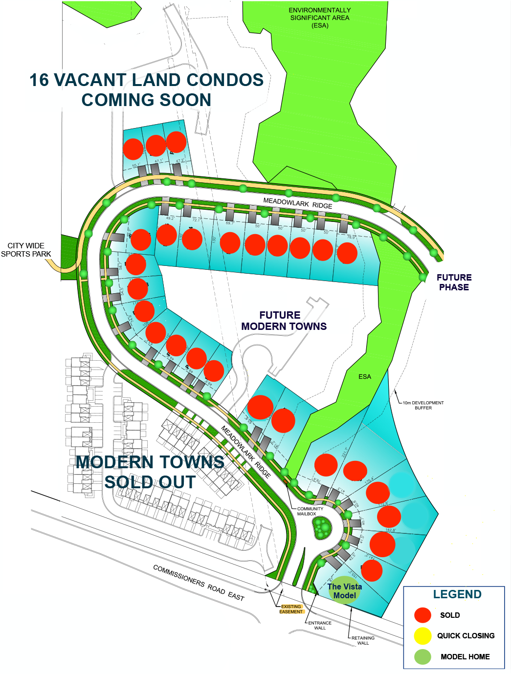 Community map of Meadowlily, showing availability of homes